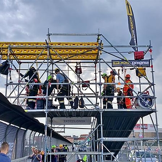 Nusle Bridge abseil on wheelchair 2017